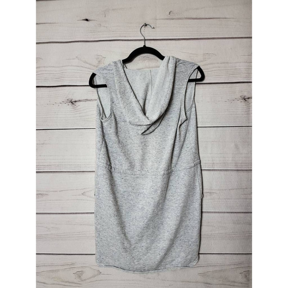 Max Studio Womens Sweatshirt Dress Gray Hooded Drawstring Waist Sleeveless S - Picture 2 of 6